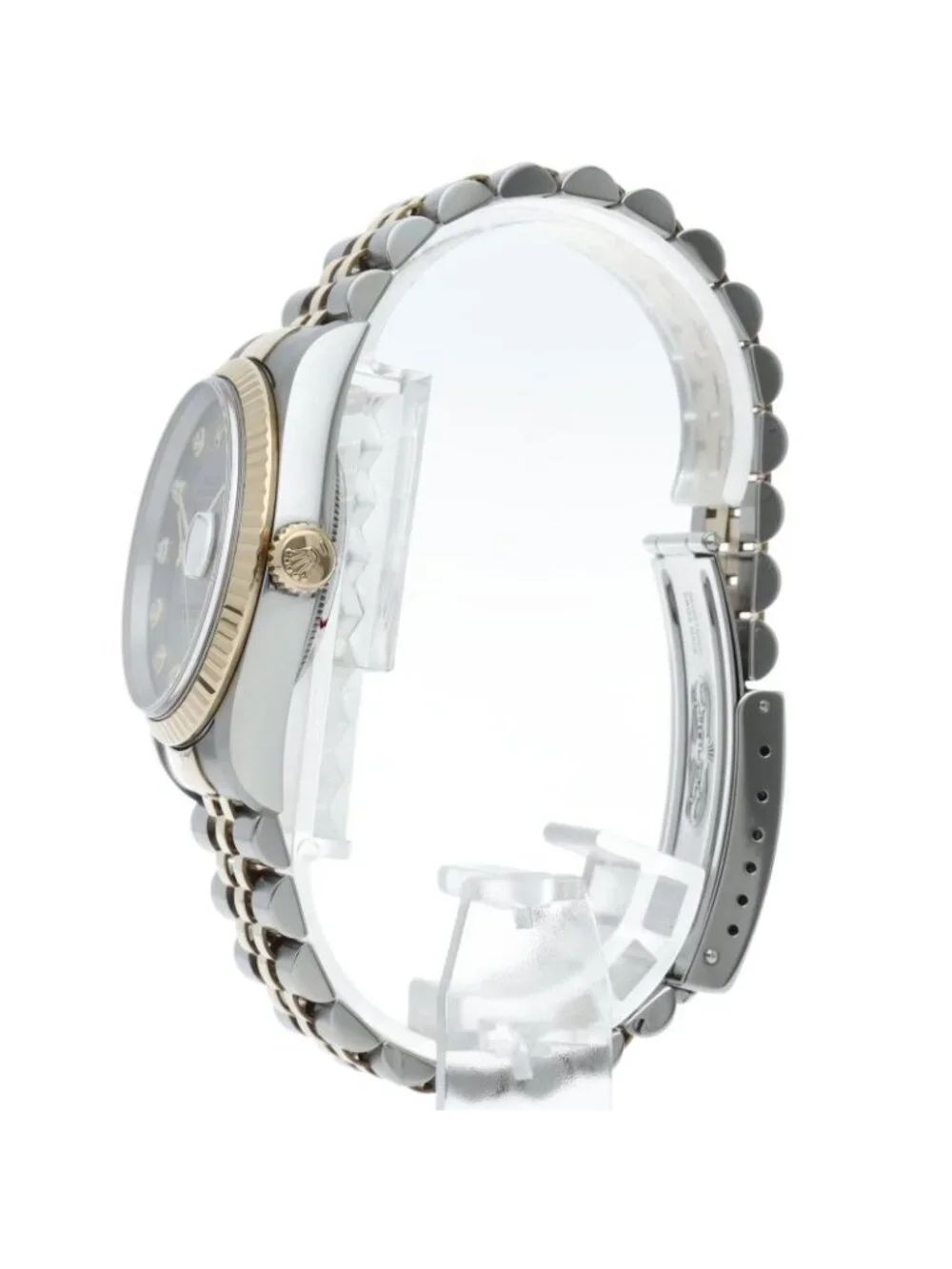 Rolex Datejust Watch Diamond 18k Yellow Gold SS Gray Polished